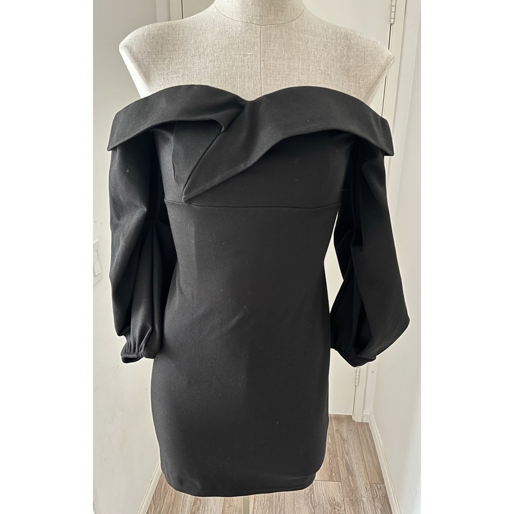 NWT Donna Mizani black off the shoulder puffer dress